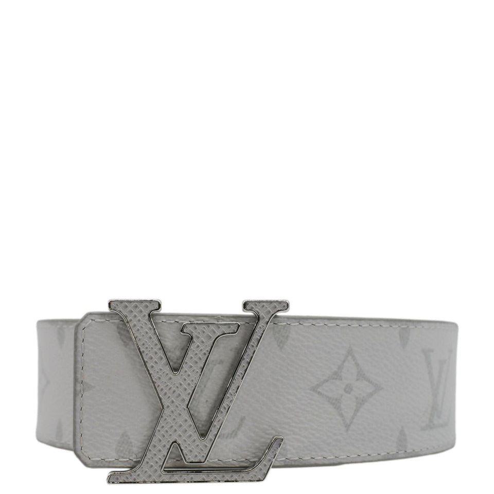 Louis Vuitton  LV Initiales Taiga Monogram Canvas Mens Belt White Size 95/38