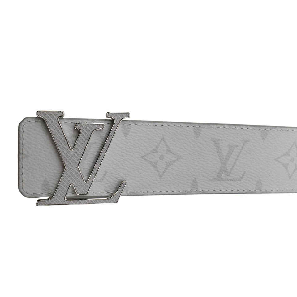 Louis Vuitton  LV Initiales Taiga Monogram Canvas Mens Belt White Size 95/38
