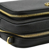 Christian Dior Caro Grained Leather Double Pouch Crossbody Bag Black