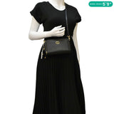 Christian Dior Caro Grained Leather Double Pouch Crossbody Bag Black