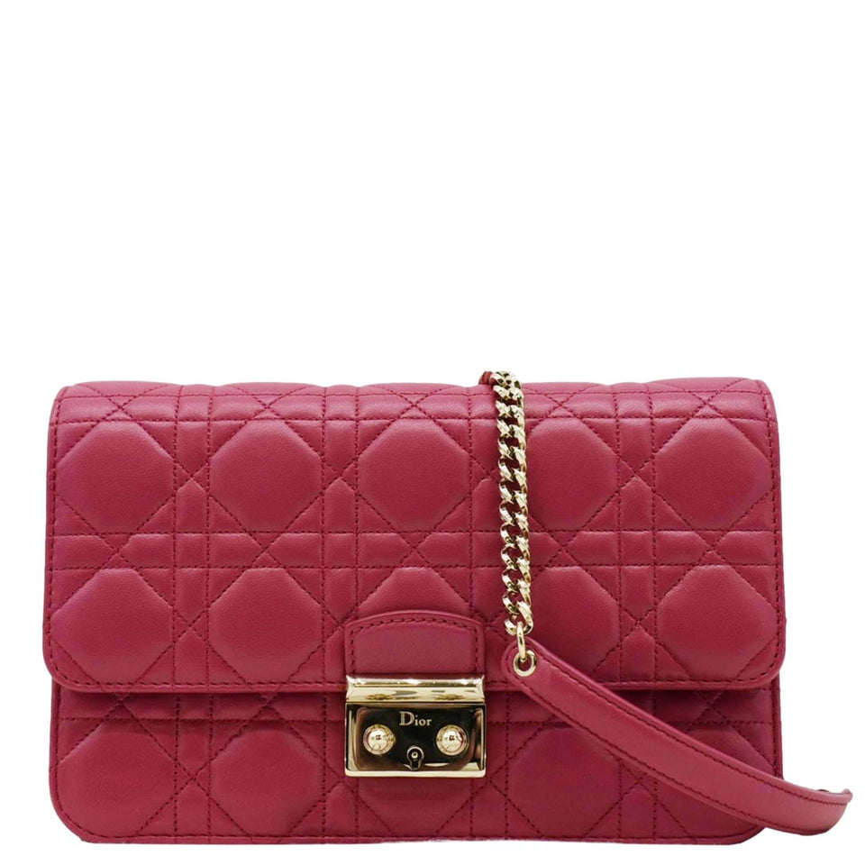 Christian Dior Miss Dior Promenade Cannage Quilted Leather Crossbody Bag Fuchsia
