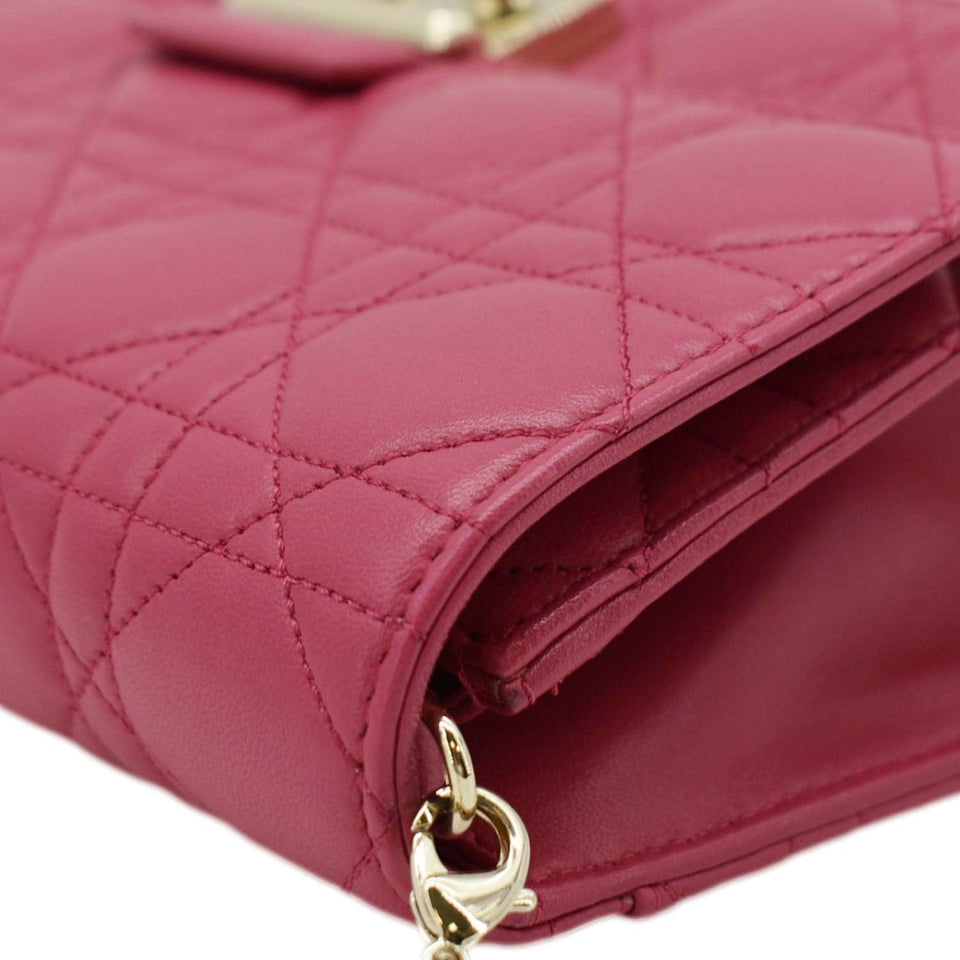 Christian Dior Miss Dior Promenade Cannage Quilted Leather Crossbody Bag Fuchsia