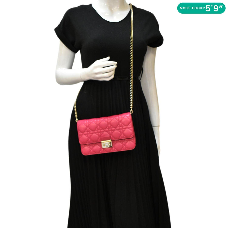 Christian Dior Miss Dior Promenade Cannage Quilted Leather Crossbody Bag Fuchsia