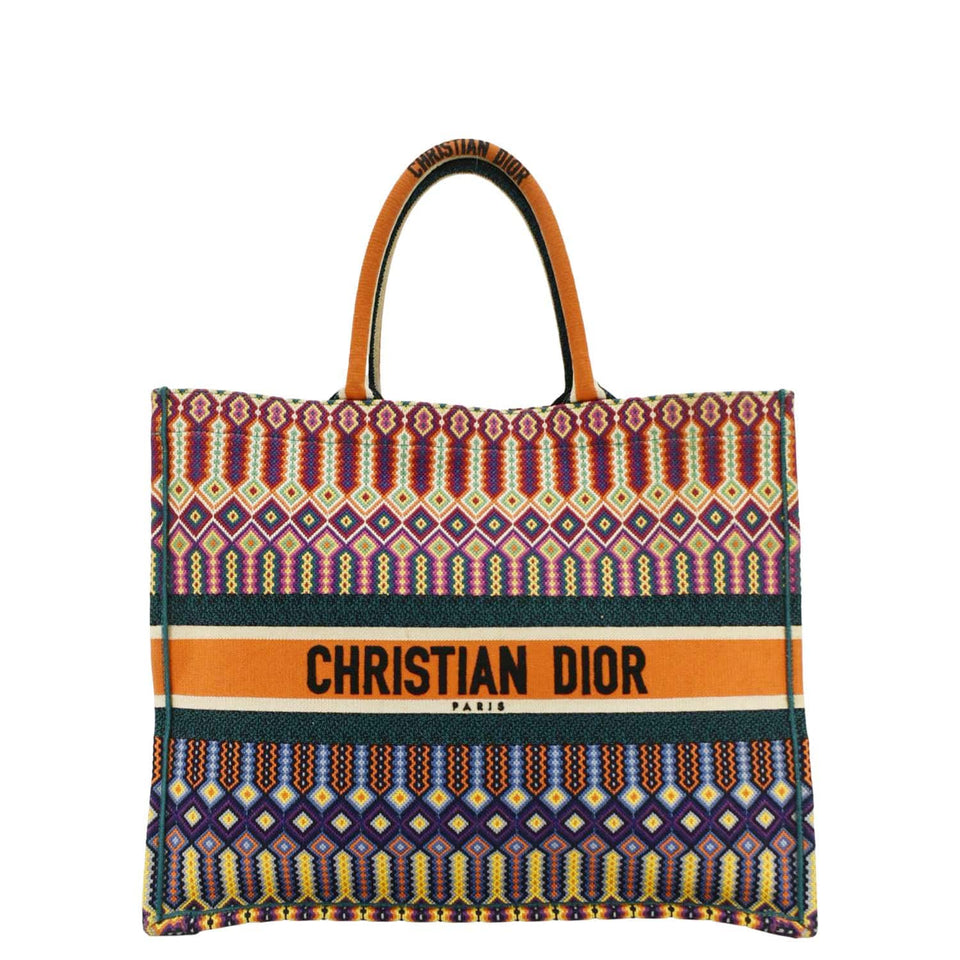 Christian Dior Book Large Canvas Tote Multicolor