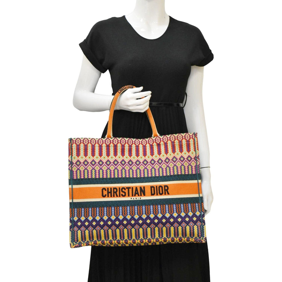 Christian Dior Book Large Canvas Tote Multicolor