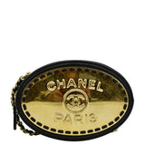 Chanel Oval CC Leather Vanity Chain Mini Crossbody Clutch Black