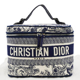 Christian Dior Travel Oblique Embroidery Canvas Vanity Case Blue