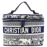 Christian Dior Travel Oblique Embroidery Canvas Vanity Case Blue