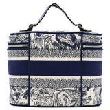 Christian Dior Travel Oblique Embroidery Canvas Vanity Case Blue