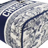 Christian Dior Travel Oblique Embroidery Canvas Vanity Case Blue