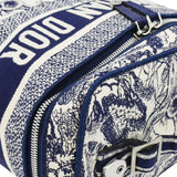 Christian Dior Travel Oblique Embroidery Canvas Vanity Case Blue