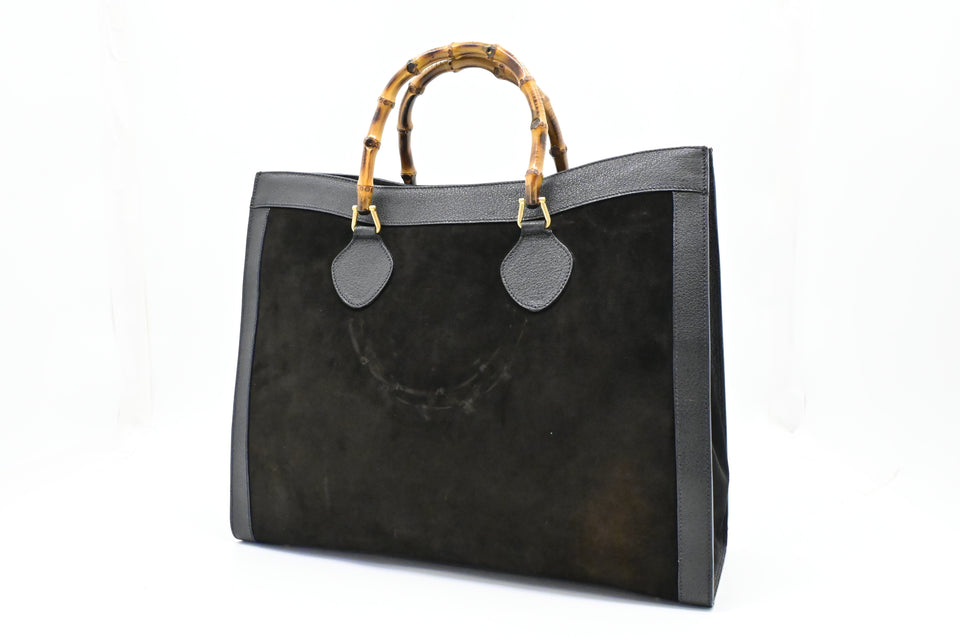 Gucci Large Diana Tote in Black Suede