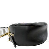 Chanel 19 Round Quilted Leather Clutch Crossbody Bag Black