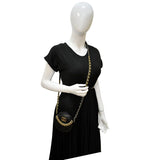 Chanel 19 Round Quilted Leather Clutch Crossbody Bag Black