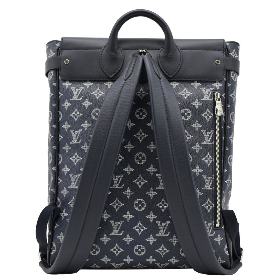 Louis Vuitton Steamer Savane Monogram Chapman Canvas Backpack Bag Navy Blue