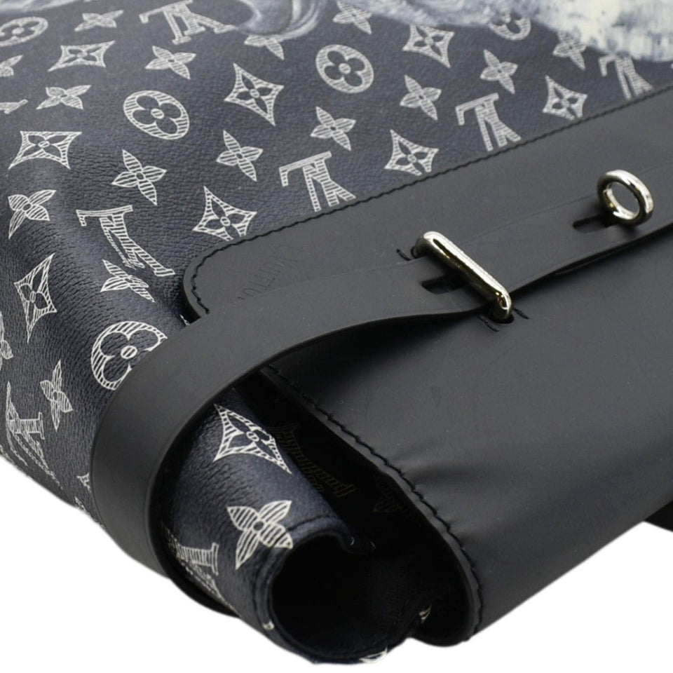 Louis Vuitton Steamer Savane Monogram Chapman Canvas Backpack Bag Navy Blue