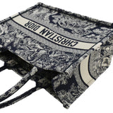 Christian Dior  Book Medium Toile De Jouy Reverse Embroidery Tote Blue