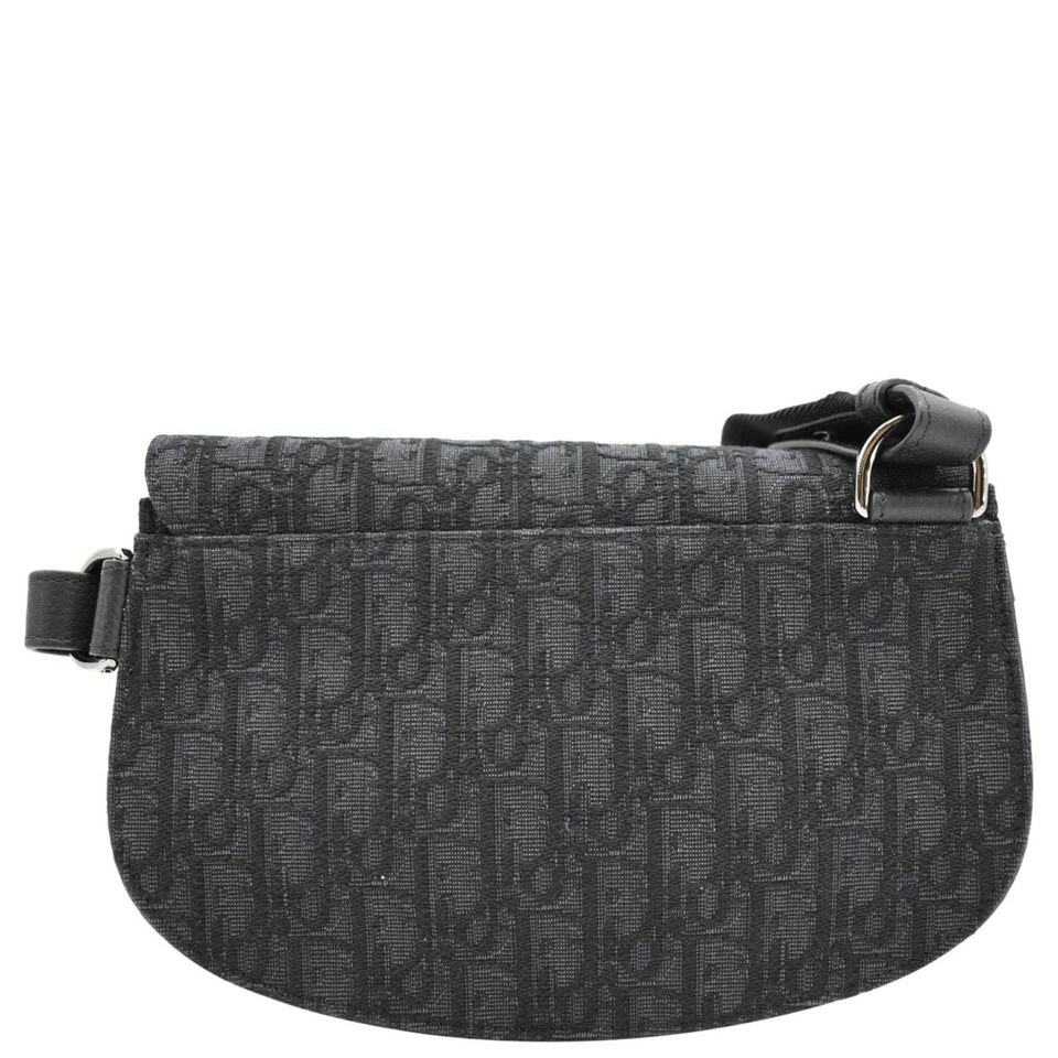 Christian Dior Saddle Oblique Jacquard Crossbody Bag Black