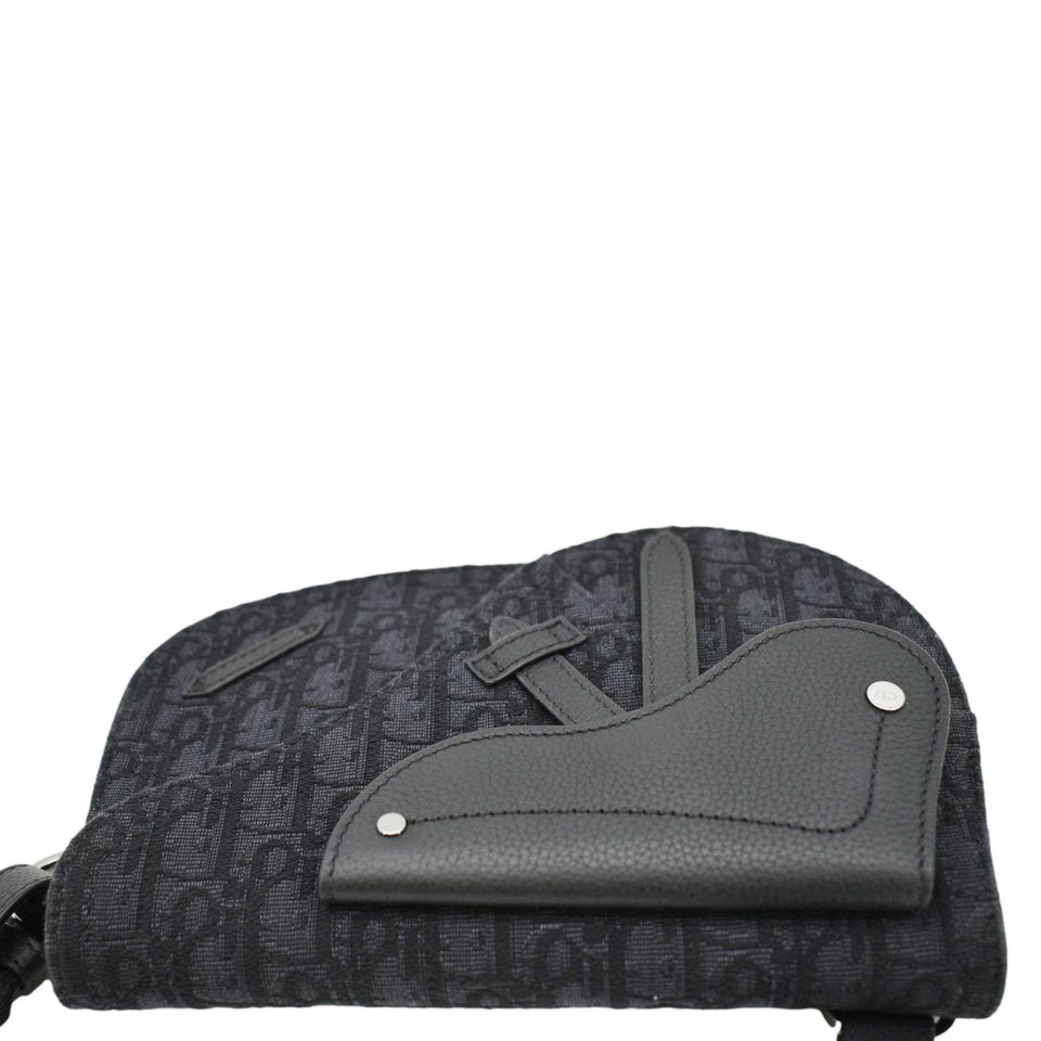 Christian Dior Saddle Oblique Jacquard Crossbody Bag Black