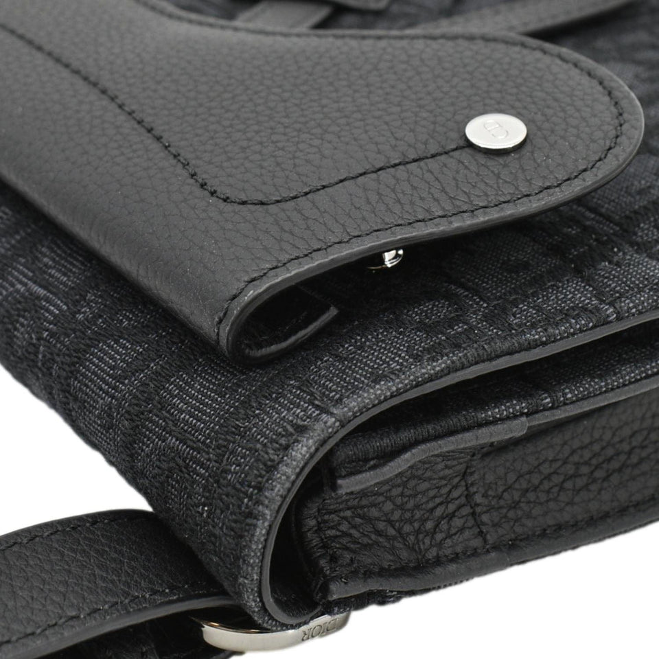 Christian Dior Saddle Oblique Jacquard Crossbody Bag Black