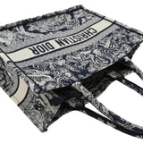 Christian Dior  Book Medium Toile De Jouy Reverse Embroidery Tote Blue