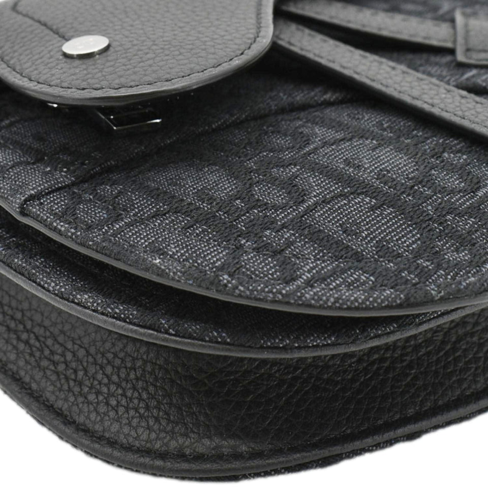 Christian Dior Saddle Oblique Jacquard Crossbody Bag Black