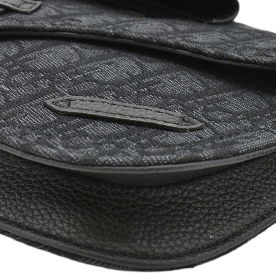 Christian Dior Saddle Oblique Jacquard Crossbody Bag Black