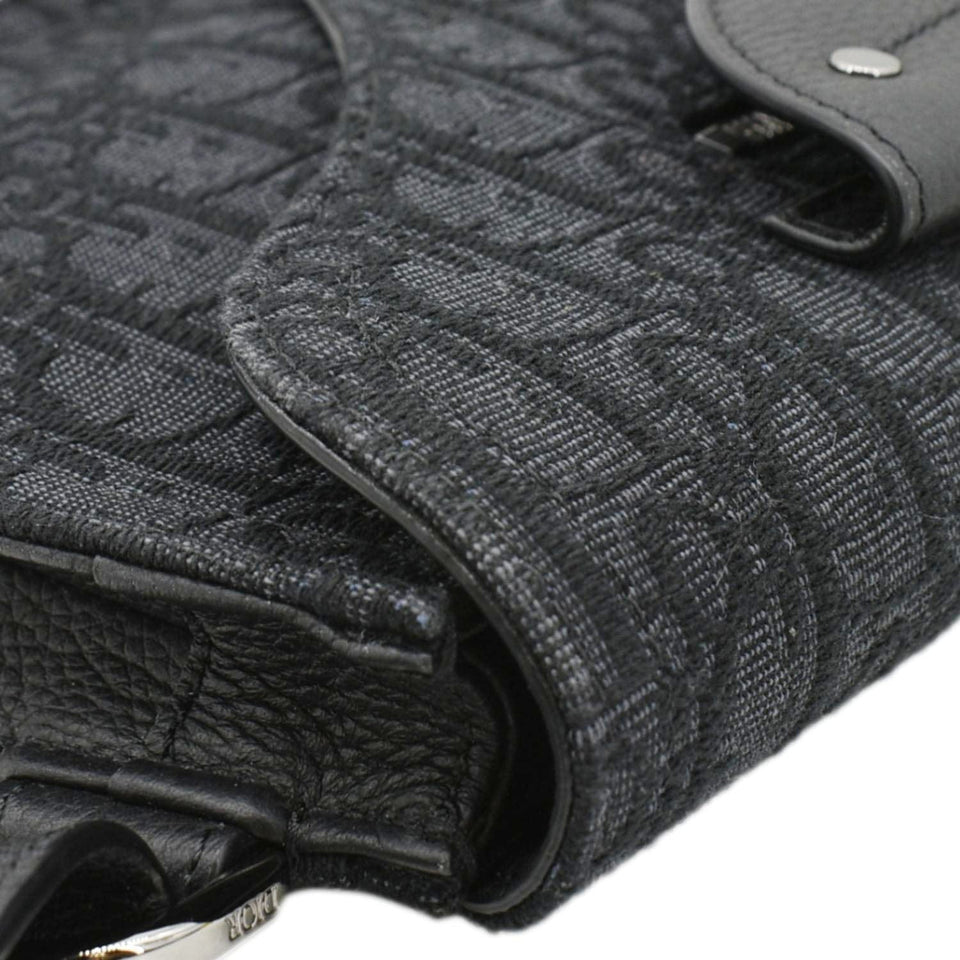 Christian Dior Saddle Oblique Jacquard Crossbody Bag Black