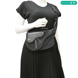 Christian Dior Saddle Oblique Jacquard Crossbody Bag Black