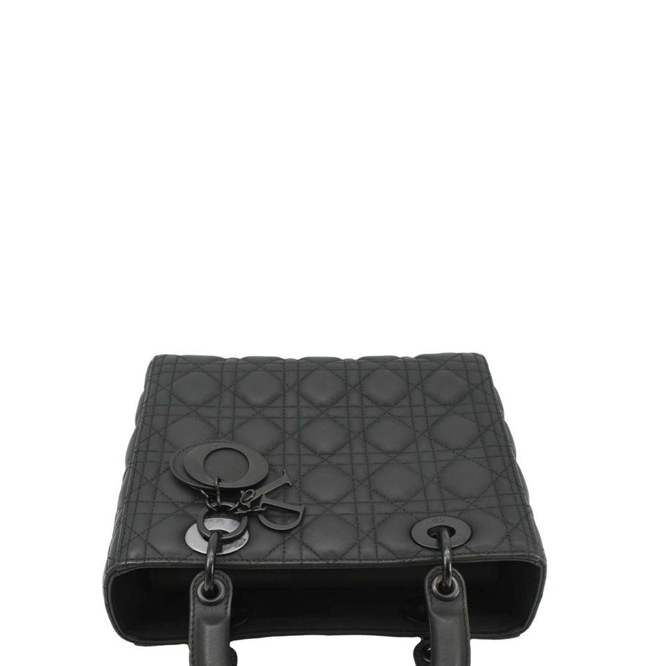 Christian Dior Lady Dior Ultra Matte Cannage Calfskin Leather Shoulder Bag Black