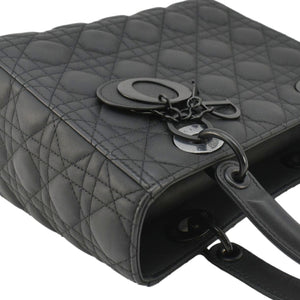 Christian Dior Lady Dior Ultra Matte Cannage Calfskin Leather Shoulder Bag Black
