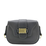 Christian Dior D Fence Calfskin Leather Saddle Bag Black