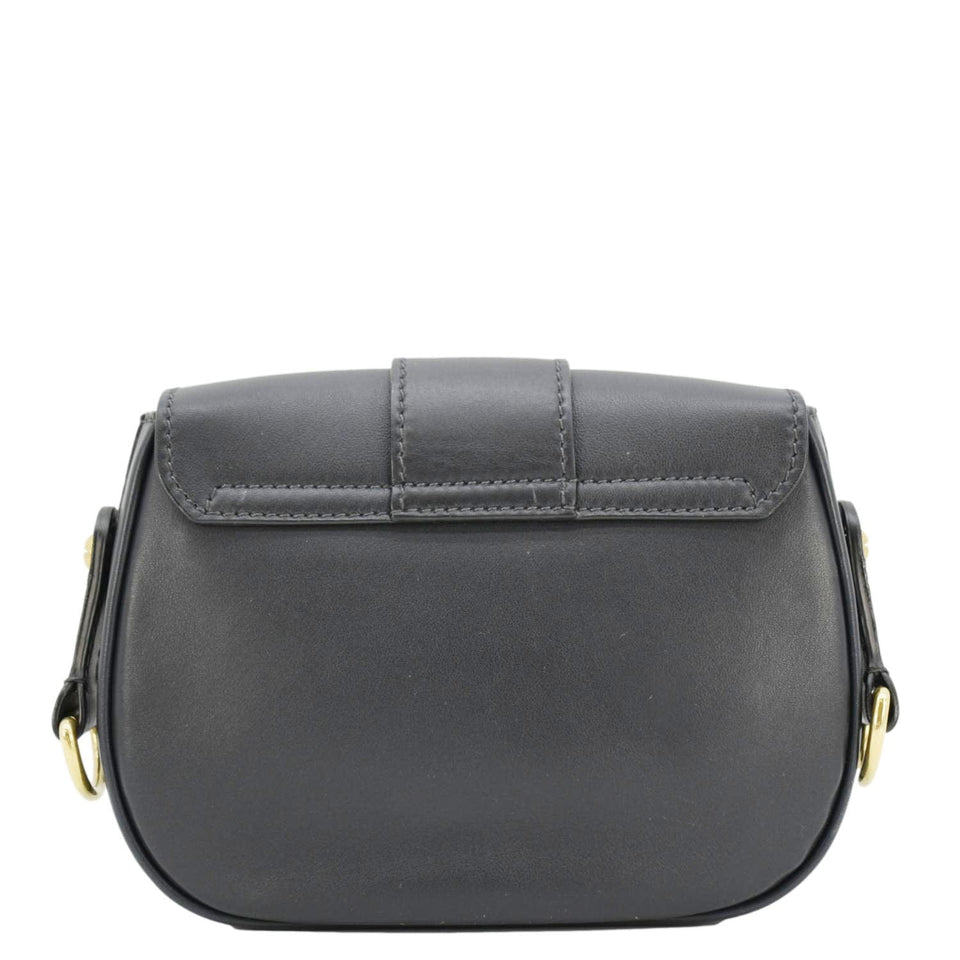 Christian Dior D Fence Calfskin Leather Saddle Bag Black