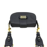 Christian Dior D Fence Calfskin Leather Saddle Bag Black