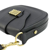 Christian Dior D Fence Calfskin Leather Saddle Bag Black