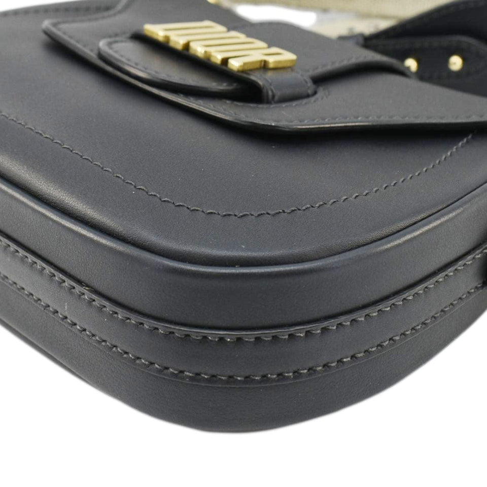 Christian Dior D Fence Calfskin Leather Saddle Bag Black