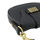Christian Dior D Fence Calfskin Leather Saddle Bag Black