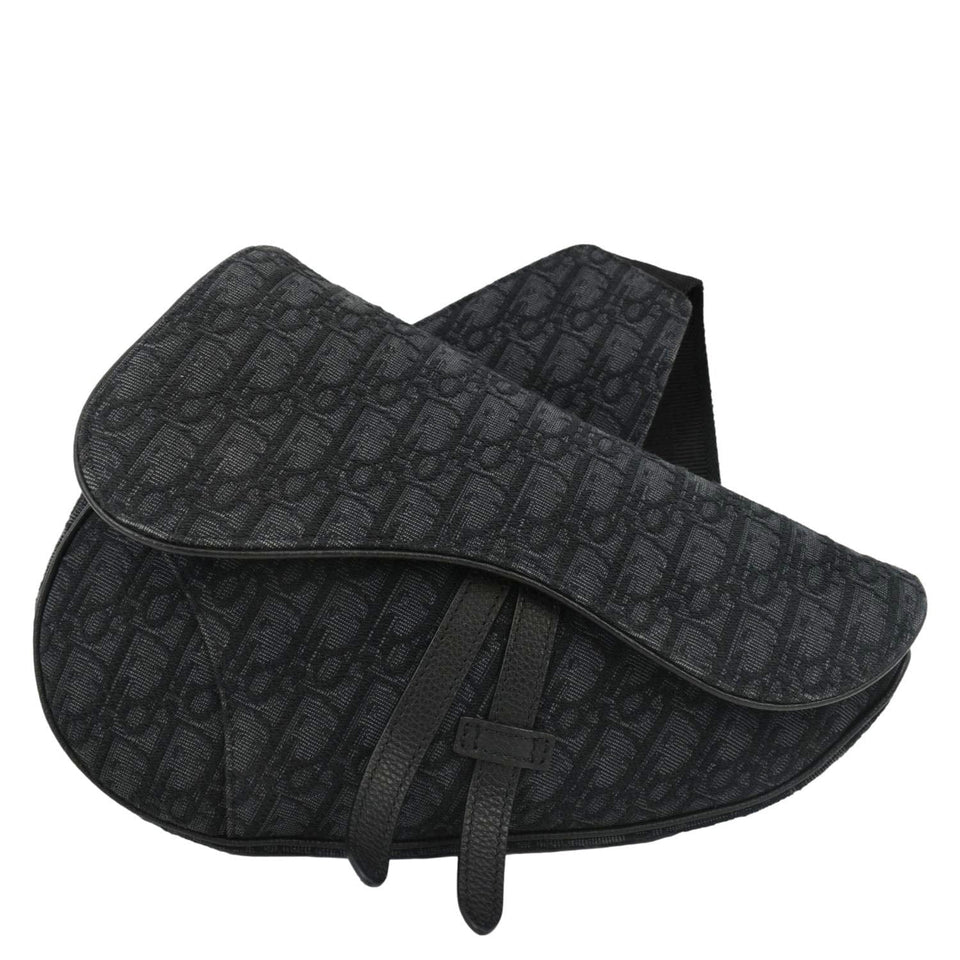 Christian Dior Saddle Oblique Jacquard Crossbody Bag Black