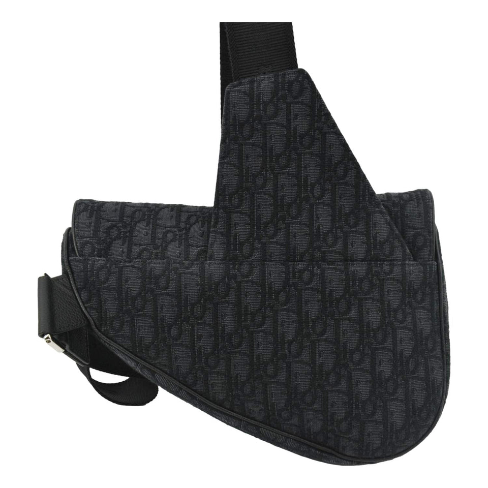 Christian Dior Saddle Oblique Jacquard Crossbody Bag Black