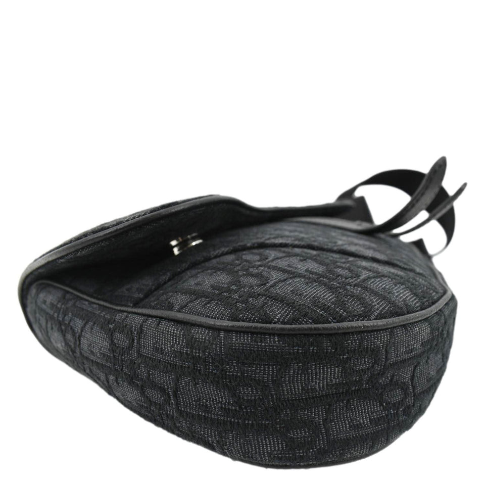 Christian Dior Saddle Oblique Jacquard Crossbody Bag Black
