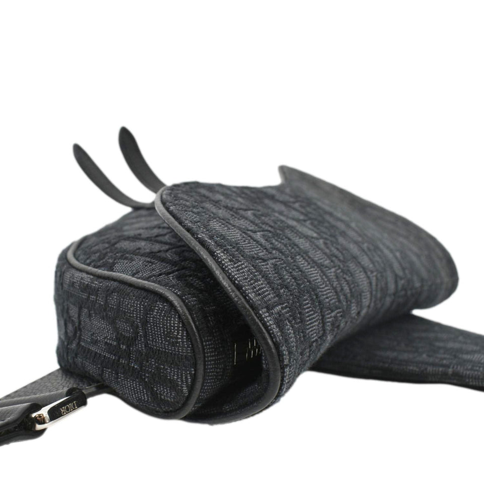 Christian Dior Saddle Oblique Jacquard Crossbody Bag Black