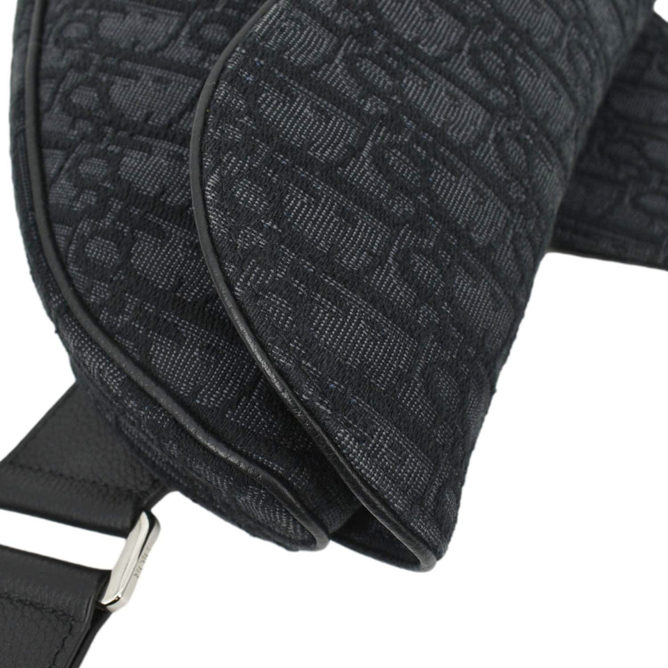 Christian Dior Saddle Oblique Jacquard Crossbody Bag Black