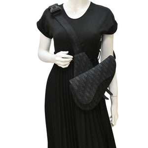 Christian Dior Saddle Oblique Jacquard Crossbody Bag Black
