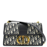 Christian Dior 30 Montaigne Oblique Jacquard Crossbody Clutch Bag Blue