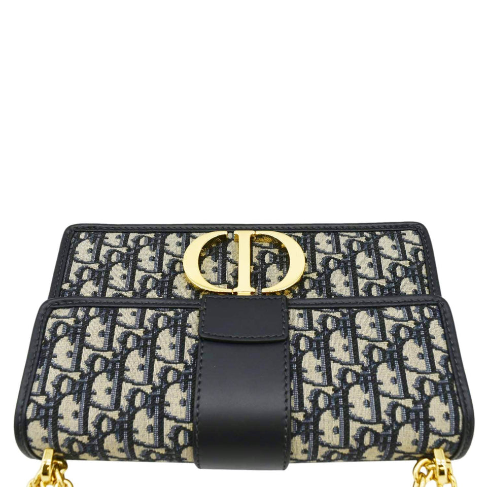 Christian Dior 30 Montaigne Oblique Jacquard Crossbody Clutch Bag Blue