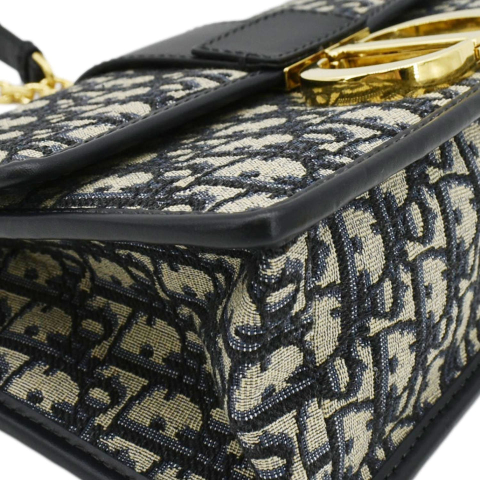 Christian Dior 30 Montaigne Oblique Jacquard Crossbody Clutch Bag Blue