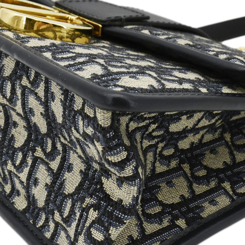 Christian Dior 30 Montaigne Oblique Jacquard Crossbody Clutch Bag Blue