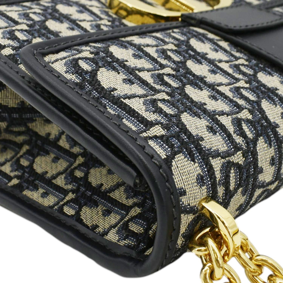 Christian Dior 30 Montaigne Oblique Jacquard Crossbody Clutch Bag Blue