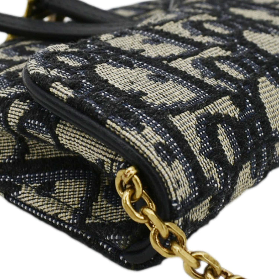 Christian Dior Nano Saddle Oblique Chain Wallet Navy Blue