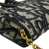 Christian Dior Nano Saddle Oblique Chain Wallet Navy Blue
